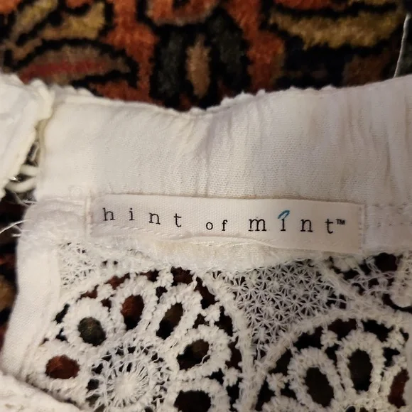 Hint Of Mint Lace Gauze Ivory Boho Dress S - Picture 7 of 10